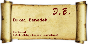 Dukai Benedek névjegykártya
